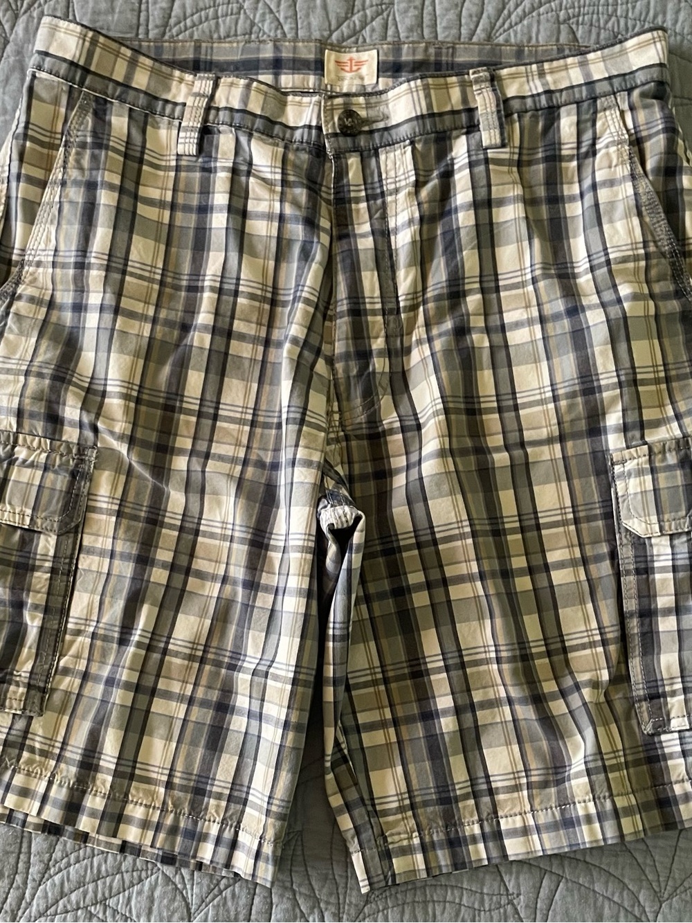 Dockers Walking Shorts Men’s 34 Blue Plaid Slash Pockets Casual  Flat Front